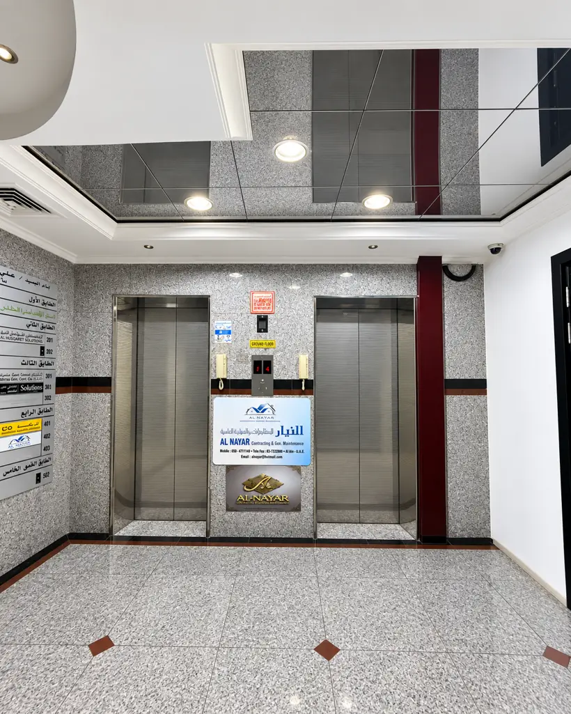 Lift lobby with marble inlay floor
