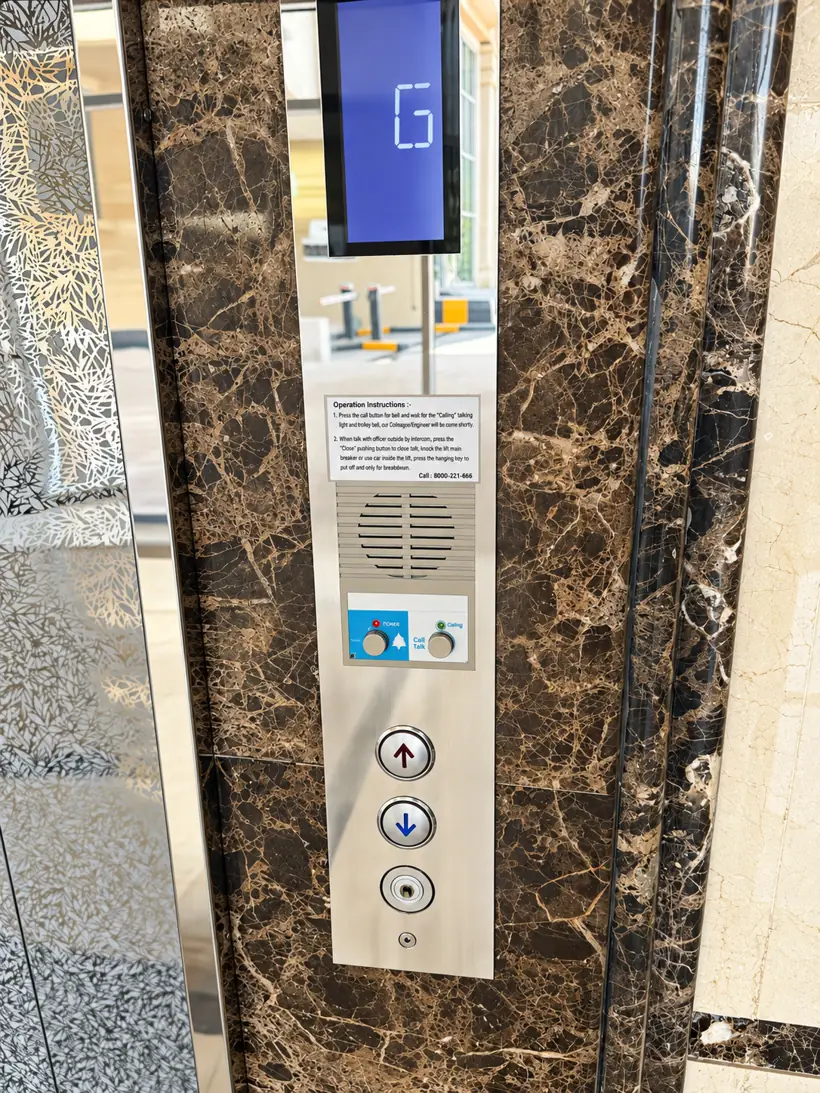 Operating panel in a marble surround